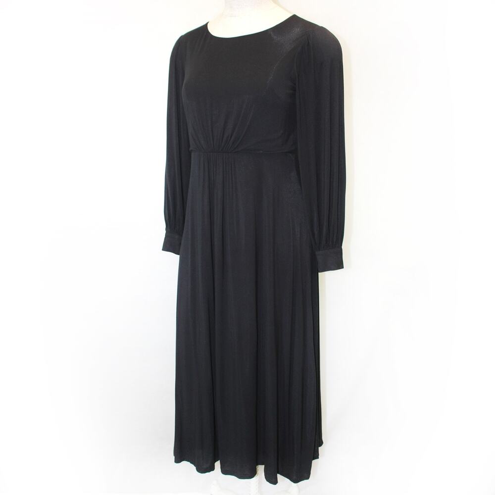 New Boden minimalist modest goth long sleeve black viscose dress UK 16L US 12L